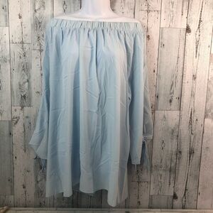 True Destiny Off/On Shoulder Tie Sleeve Tunic Top NWT Small